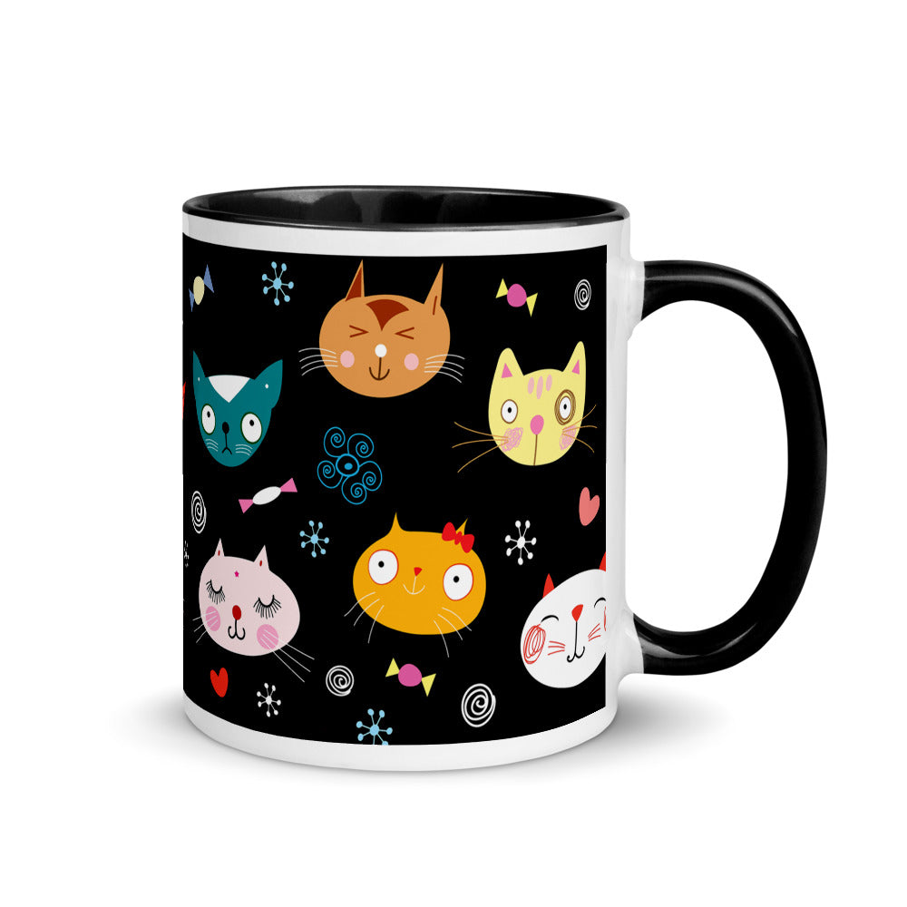 Color Inside 11oz Mug - Cat Faces