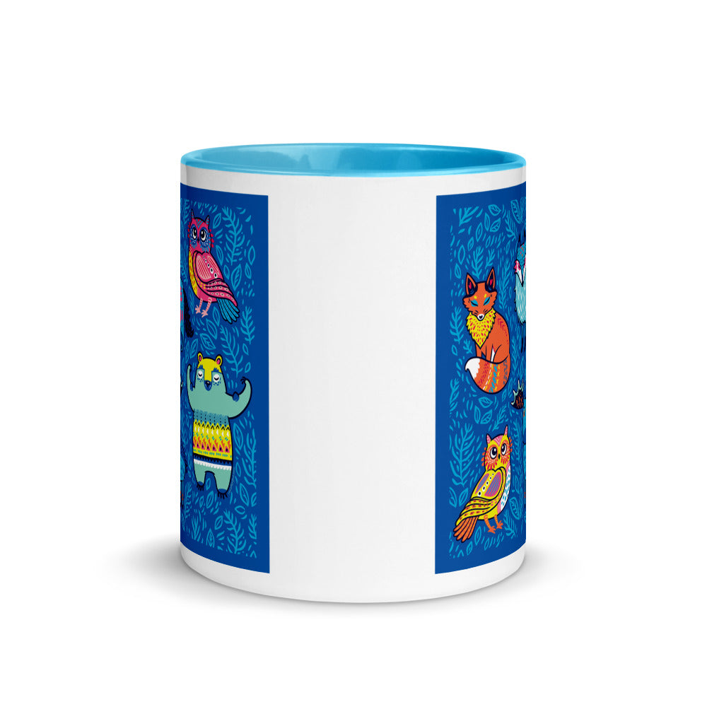 Color Inside 11oz Ceramic Mug - Blue Moose & Friends