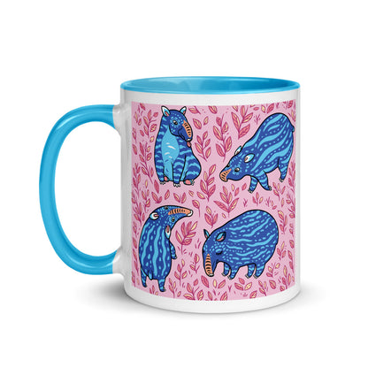 Color Inside 11oz Ceramic Mug - Funny Blue Tapirs