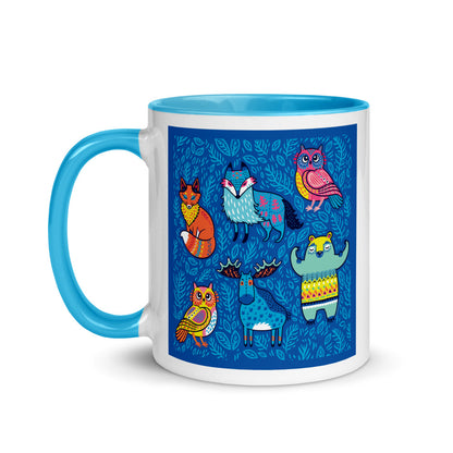 Color Inside 11oz Ceramic Mug - Blue Moose & Friends