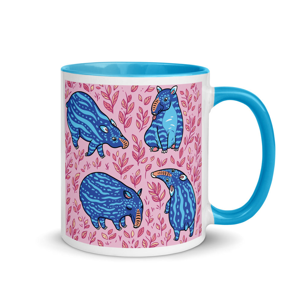 Color Inside 11oz Ceramic Mug - Funny Blue Tapirs
