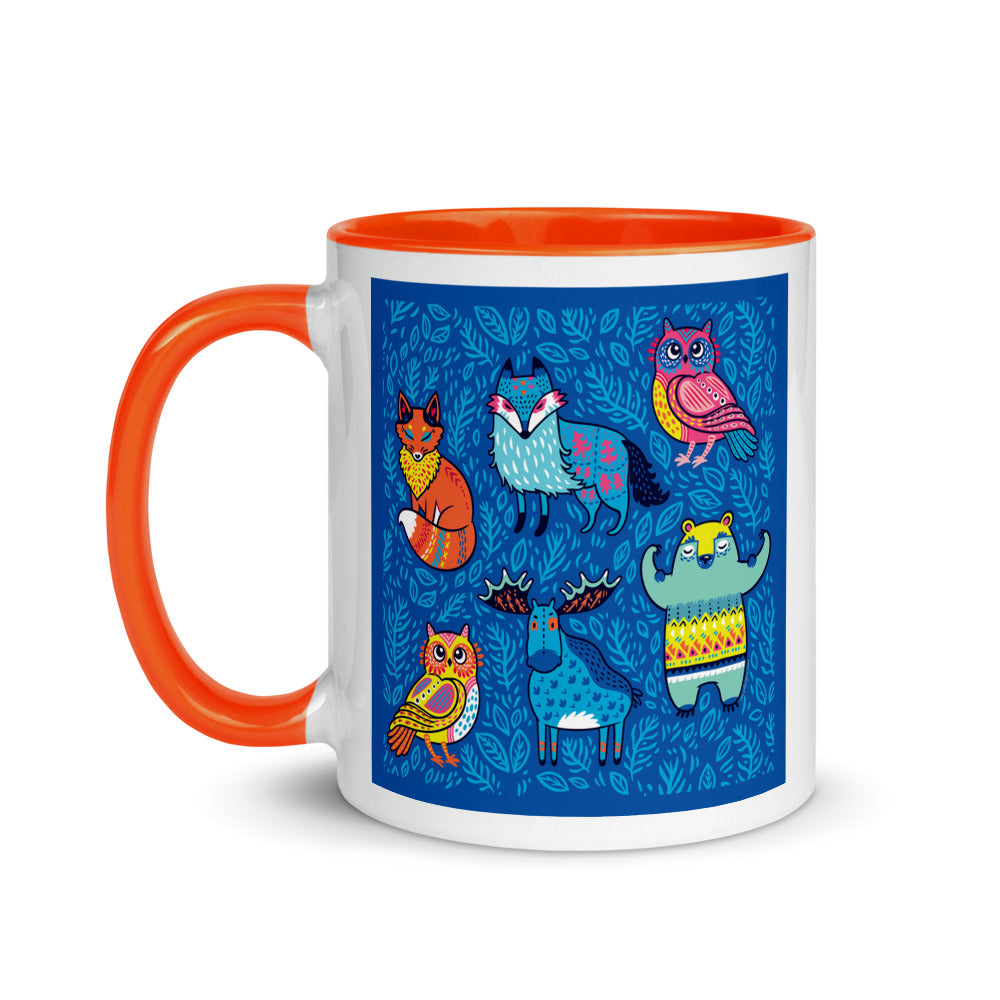 Color Inside 11oz Ceramic Mug - Blue Moose & Friends