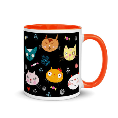 Color Inside 11oz Mug - Cat Faces