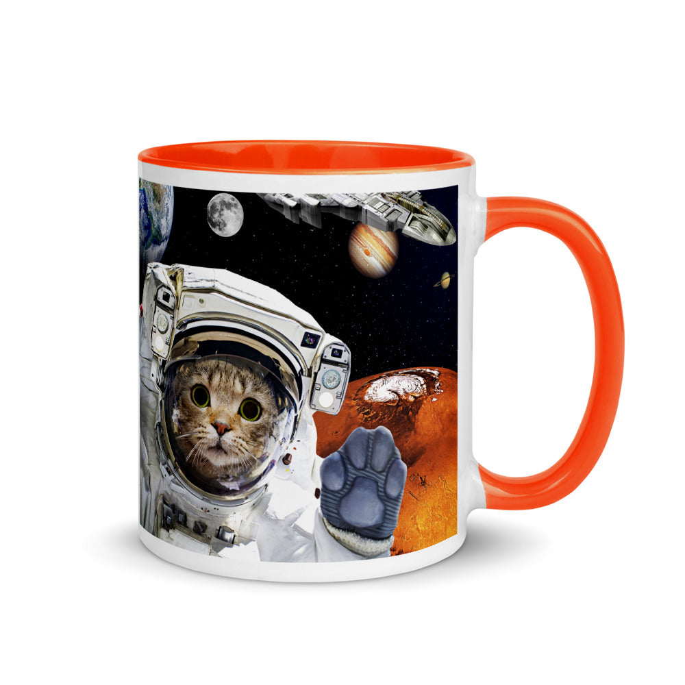 Color Inside 11oz Ceramic Mug - Kitty In Space