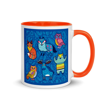 Color Inside 11oz Ceramic Mug - Blue Moose & Friends