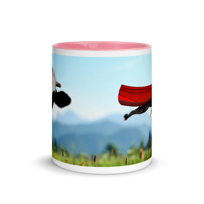 Color In 11oz Ceramic Mug - Cow & Super Dog