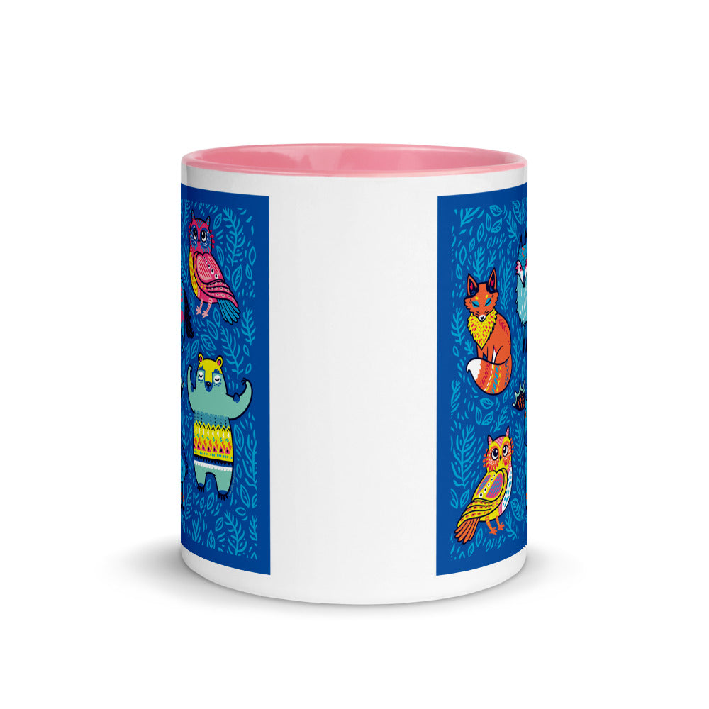 Color Inside 11oz Ceramic Mug - Blue Moose & Friends