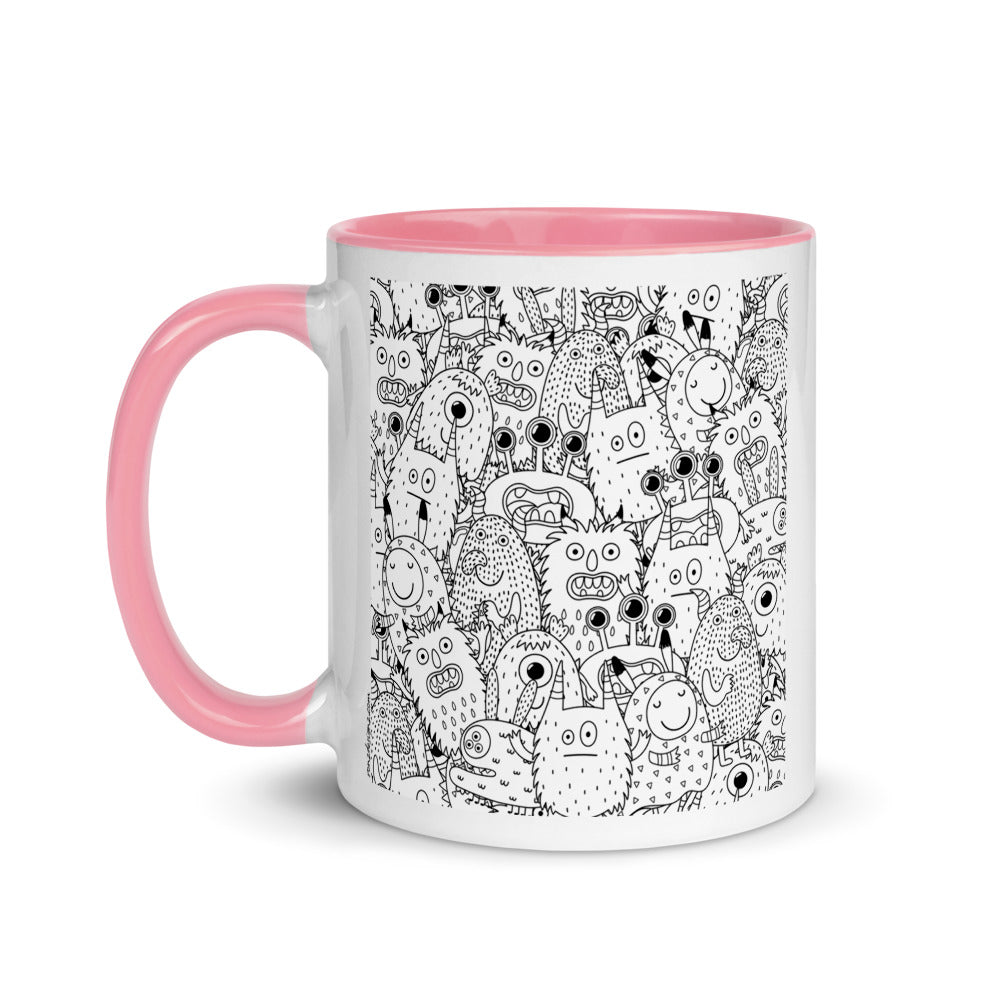 Color Inside 11oz Ceramic Mug - Funny Monsters