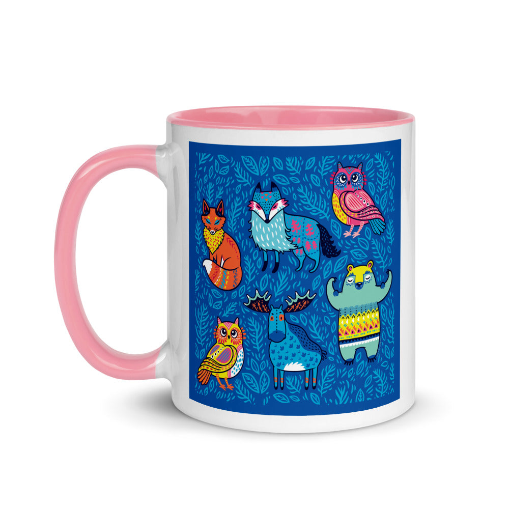 Color Inside 11oz Ceramic Mug - Blue Moose & Friends