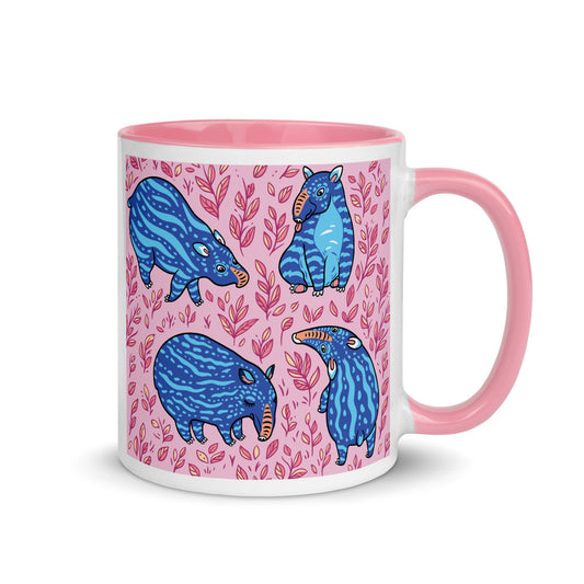 Color Inside 11oz Ceramic Mug - Funny Blue Tapirs