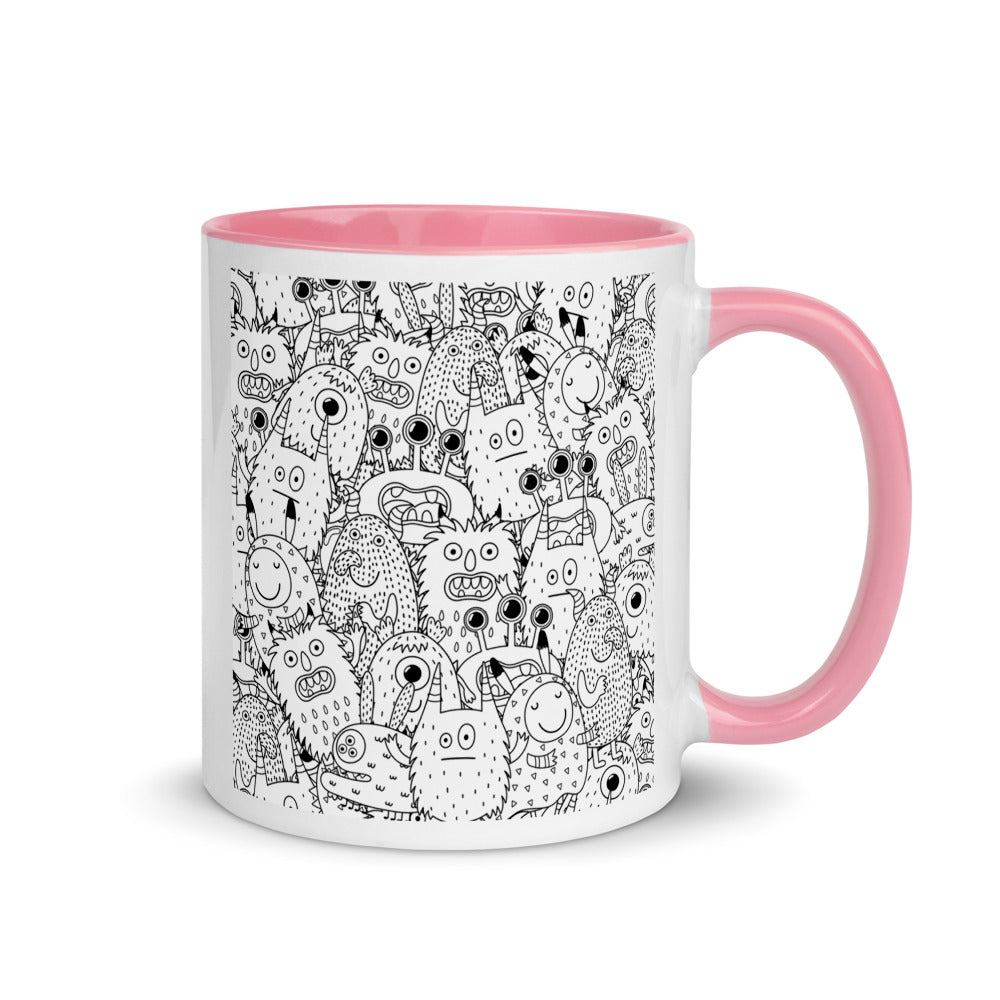 Color Inside 11oz Ceramic Mug - Funny Monsters