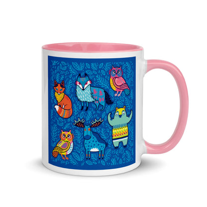 Color Inside 11oz Ceramic Mug - Blue Moose & Friends