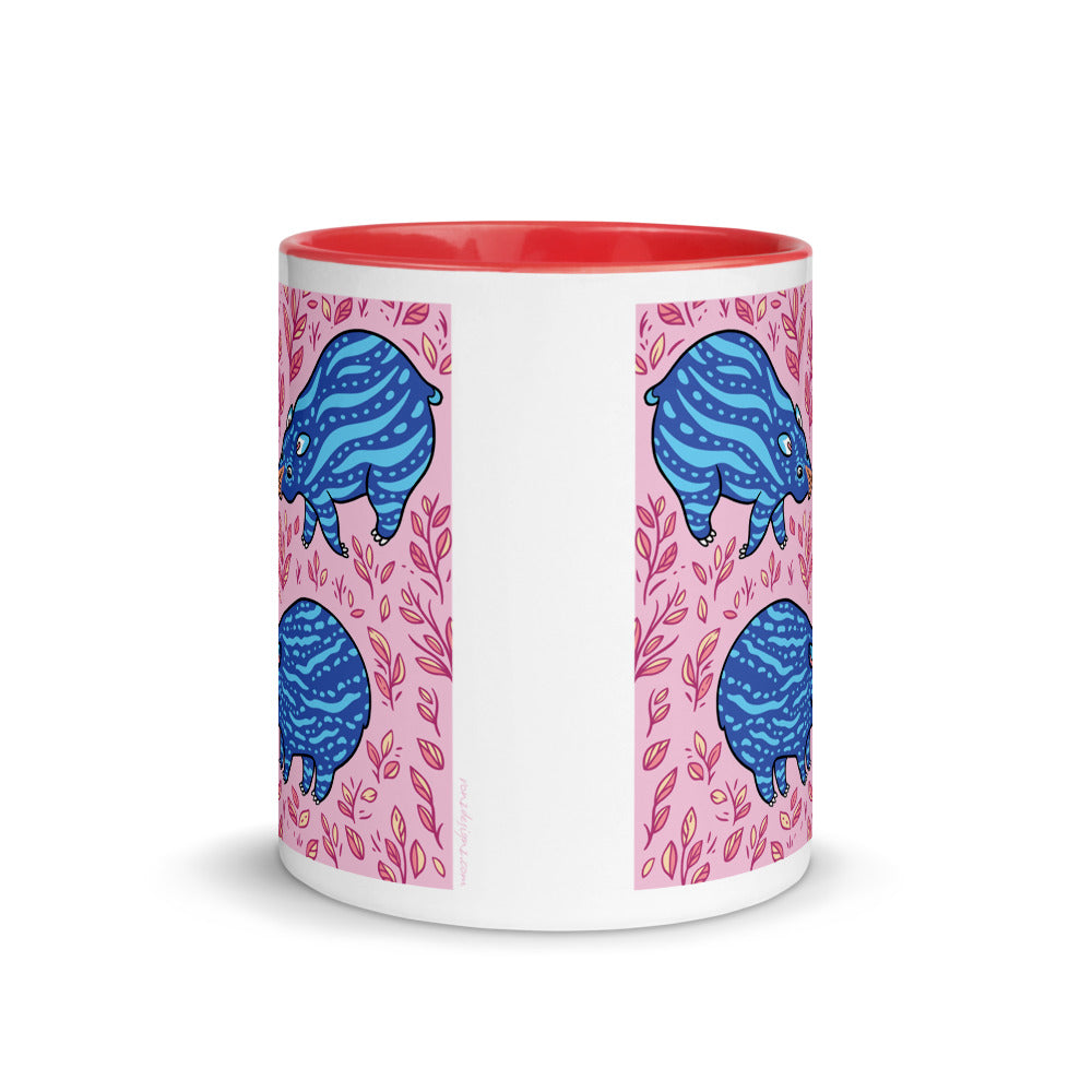Color Inside 11oz Ceramic Mug - Funny Blue Tapirs