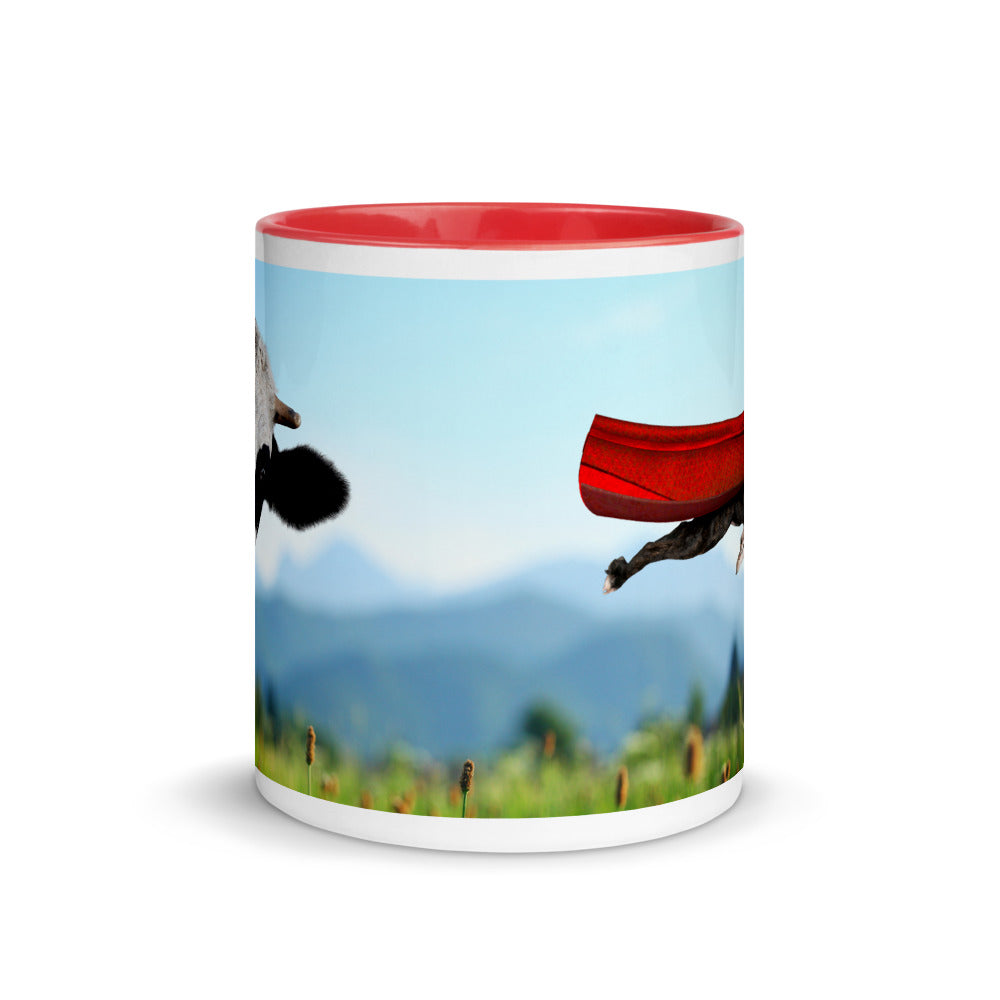 Color In 11oz Ceramic Mug - Cow & Super Dog