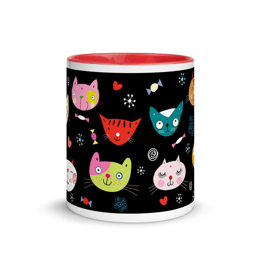 Color Inside 11oz Mug - Cat Faces