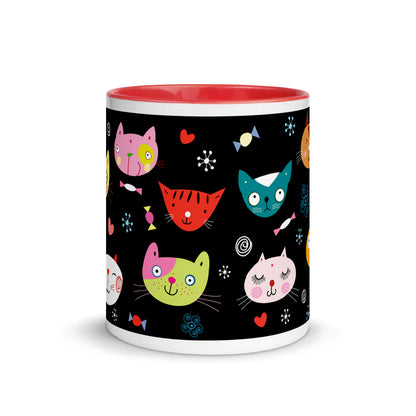 Color Inside 11oz Mug - Cat Faces