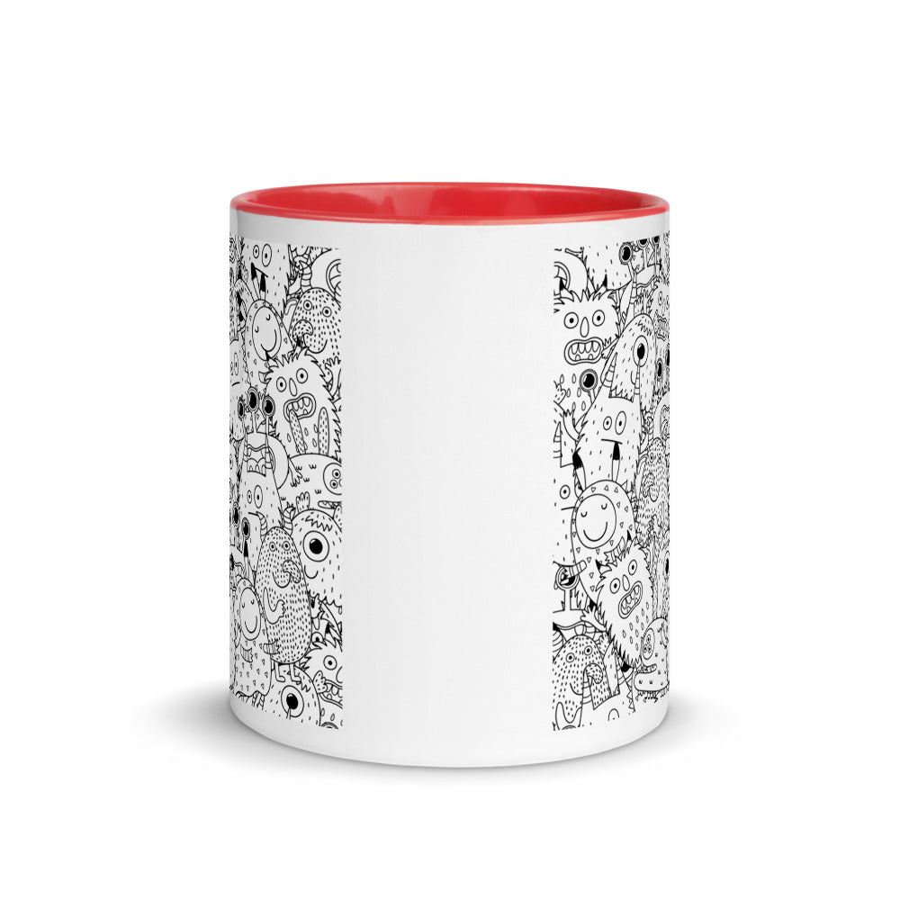 Color Inside 11oz Ceramic Mug - Funny Monsters