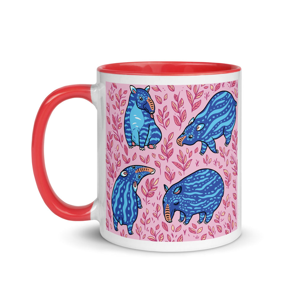 Color Inside 11oz Ceramic Mug - Funny Blue Tapirs