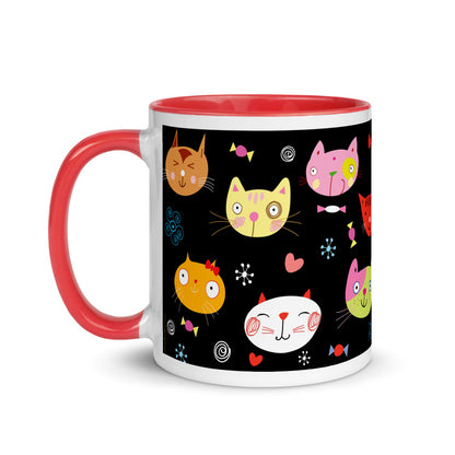 Color Inside 11oz Mug - Cat Faces