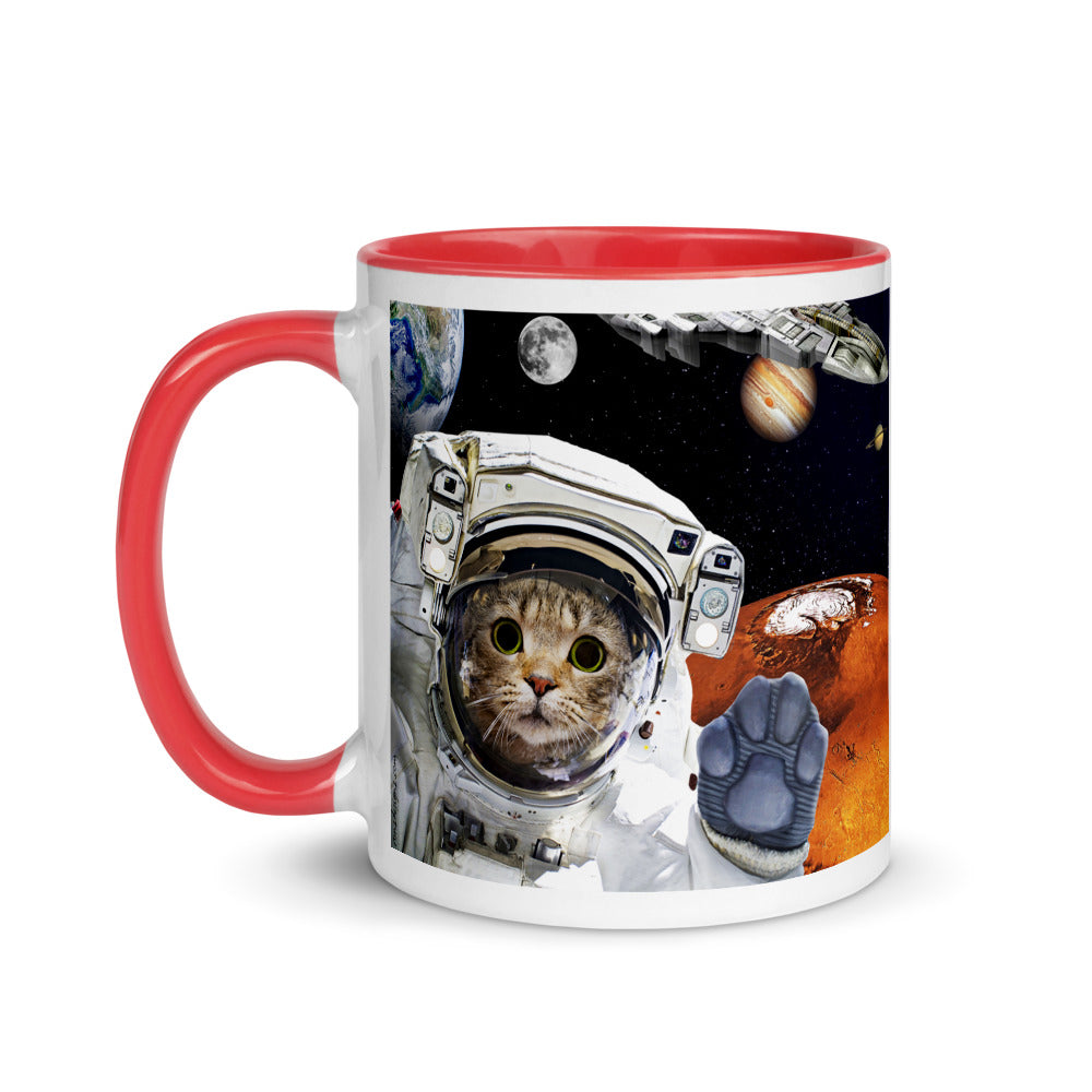 Color Inside 11oz Ceramic Mug - Kitty In Space