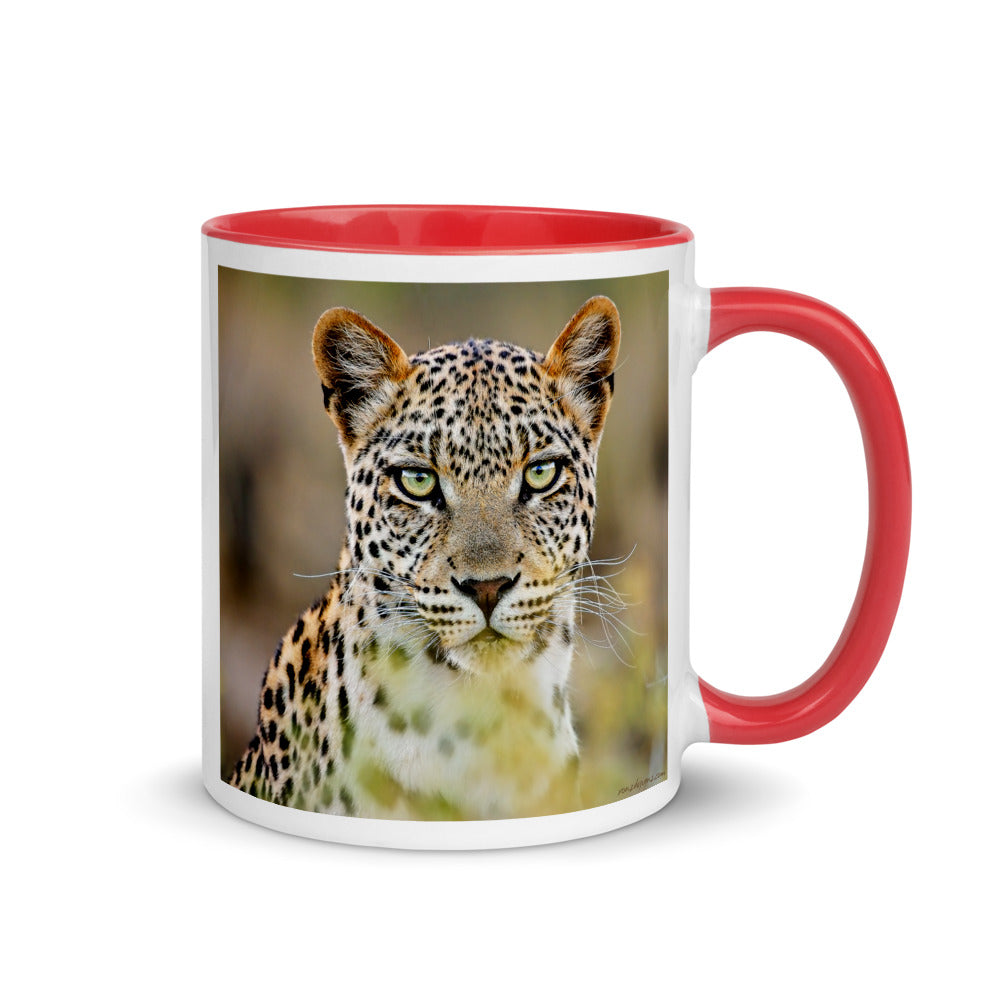 Color Inside 11oz Ceramic Mug - Green Eyed Leopard