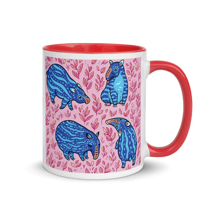 Color Inside 11oz Ceramic Mug - Funny Blue Tapirs