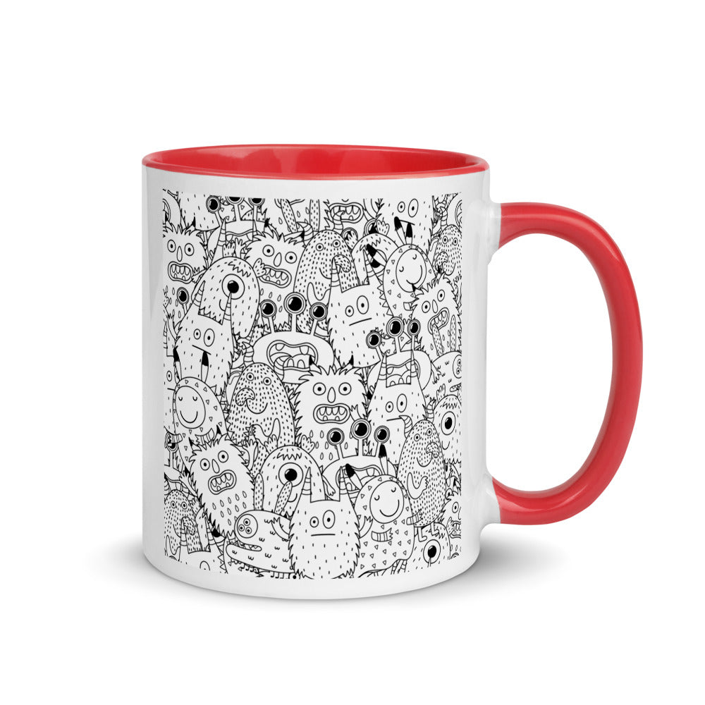 Color Inside 11oz Ceramic Mug - Funny Monsters