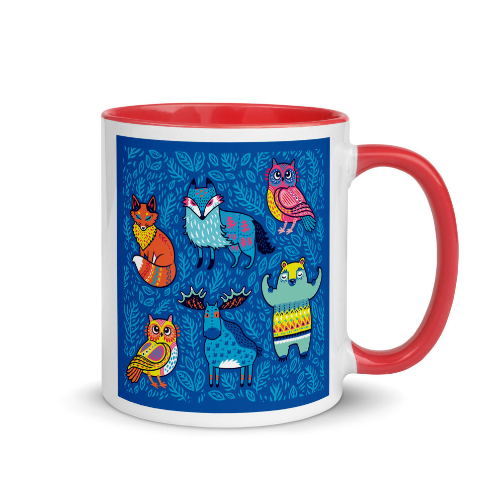 Color Inside 11oz Ceramic Mug - Blue Moose & Friends