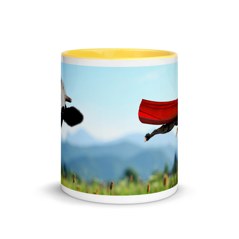 Color In 11oz Ceramic Mug - Cow & Super Dog