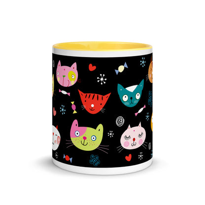 Color Inside 11oz Mug - Cat Faces