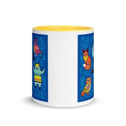 Color Inside 11oz Ceramic Mug - Blue Moose & Friends