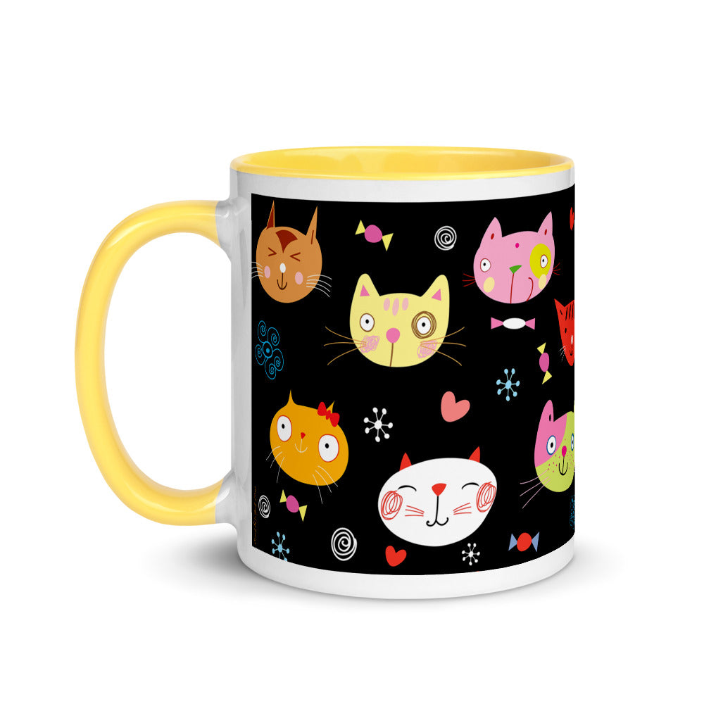 Color Inside 11oz Mug - Cat Faces