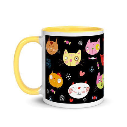 Color Inside 11oz Mug - Cat Faces