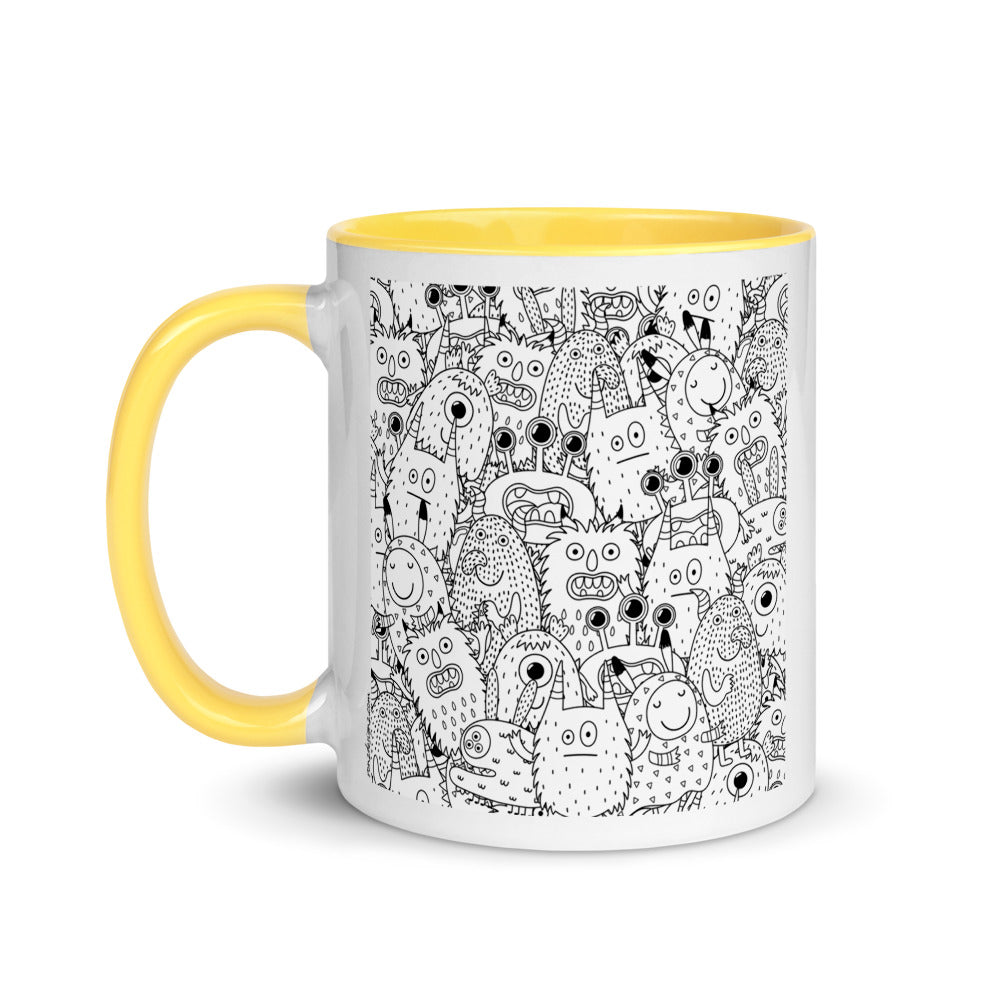 Color Inside 11oz Ceramic Mug - Funny Monsters
