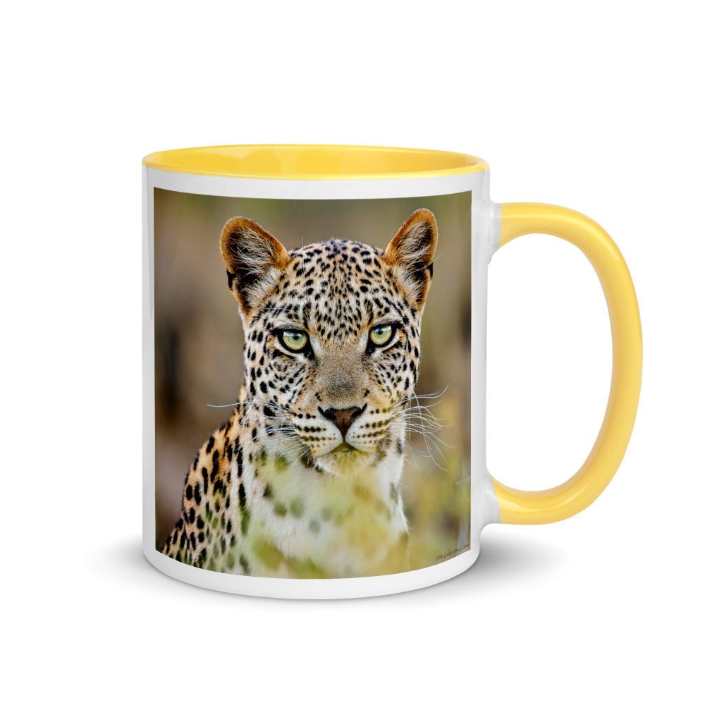 Color Inside 11oz Ceramic Mug - Green Eyed Leopard