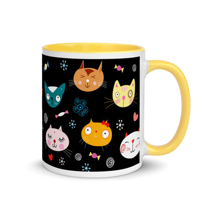 Color Inside 11oz Mug - Cat Faces