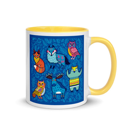 Color Inside 11oz Ceramic Mug - Blue Moose & Friends