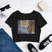 Load image into Gallery viewer, Premium Crop Tee - Blue Eyed Leopard - Ronz-Design-Unique-Apparel
