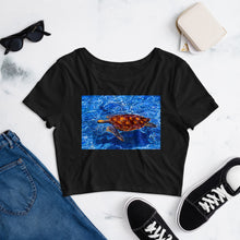 Load image into Gallery viewer, Premium Crop Tee - Sea Turtle in Blue water - Ronz-Design-Unique-Apparel
