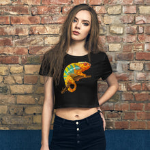 Load image into Gallery viewer, Premium Crop Tee - Yellow &amp; Green? Chameleon - Ronz-Design-Unique-Apparel
