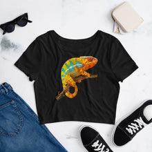 Load image into Gallery viewer, Premium Crop Tee - Yellow &amp; Green? Chameleon - Ronz-Design-Unique-Apparel
