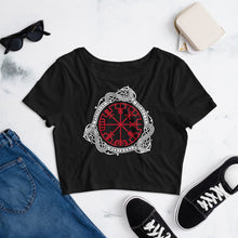 Load image into Gallery viewer, Premium Crop Top Tee - Magical Norse Rune Compass
