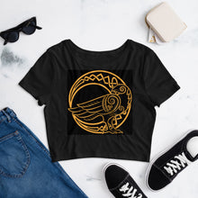 Load image into Gallery viewer, Premium Snug Crop Top - Odin&#39;s Crow on a Crescent Moon

