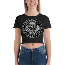 Load image into Gallery viewer, Premium Snug Crop Top - Celtic Sea Serpents in Circle of Runes
