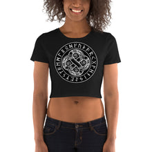 Load image into Gallery viewer, Premium Snug Crop Top - Celtic Sea Serpents in Circle of Runes
