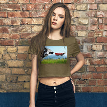 Load image into Gallery viewer, Premium Crop Tee - Cow &amp; Super Dog - Ronz-Design-Unique-Apparel
