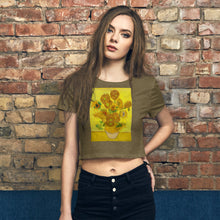 Load image into Gallery viewer, Premium Crop Tee - van Gogh: 12 Sunflowers in a Vase - Ronz-Design-Unique-Apparel

