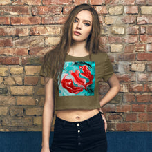 Load image into Gallery viewer, Premium Crop Tee - Red Flower Watercolor #4 - Ronz-Design-Unique-Apparel
