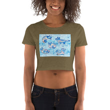 Load image into Gallery viewer, Premium Crop Tee - Foxes in Blue
