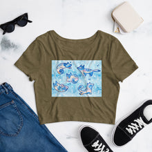 Load image into Gallery viewer, Premium Crop Tee - Foxes in Blue
